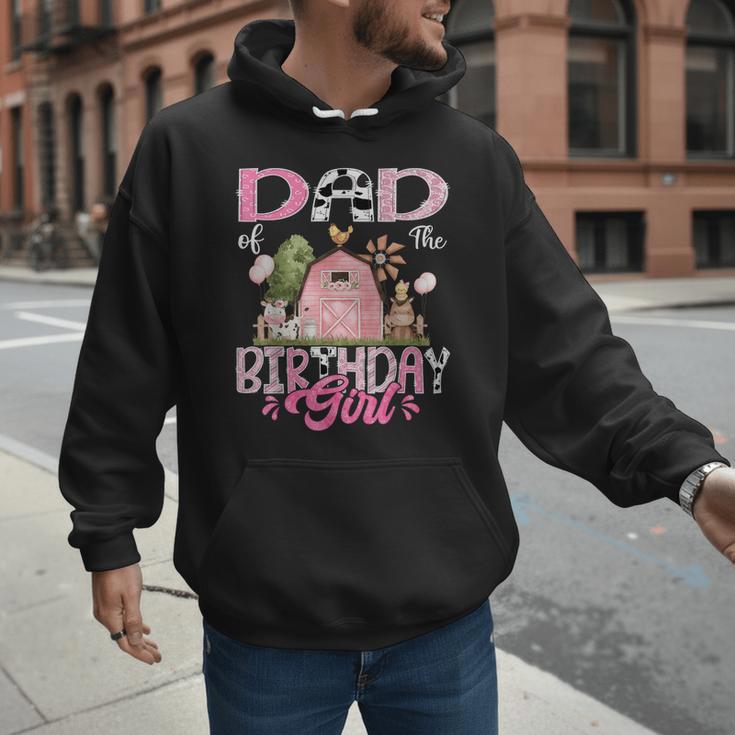 Dad Of The Birthday Girl 1St Birthday Pink Cow Farm Men Hoodie