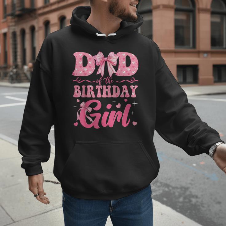 Dad Of The Birthday Girl Family Pink Coquette Bow Men Hoodie