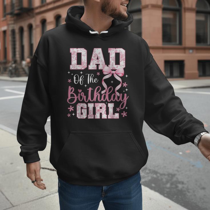 Dad Of The Birthday Girl Pink Bow Flower Birthday Girl Men Hoodie