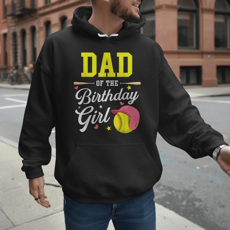 Dad Of The Birthday Girl Softball Player Theme B-Day Daddy Men Hoodie