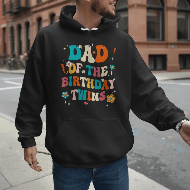 Dad Of The Birthday Twins Boys Girls Party Retro Bday Men Hoodie