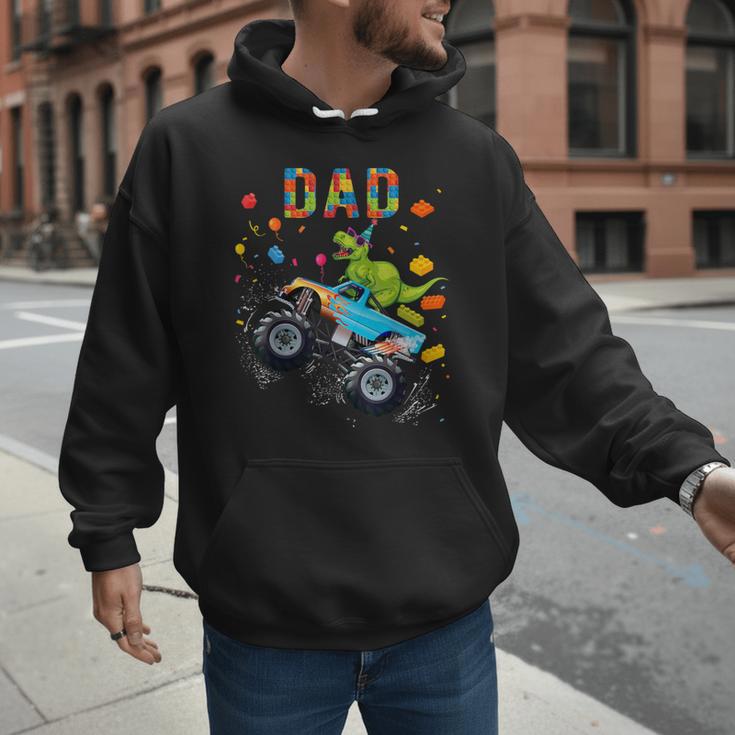 Dad Building Blocks Monster Truck Dinosaur Birthday Men Hoodie Dad Building Blocks Monster Truck Dinosaur Birthday Men Hoodie