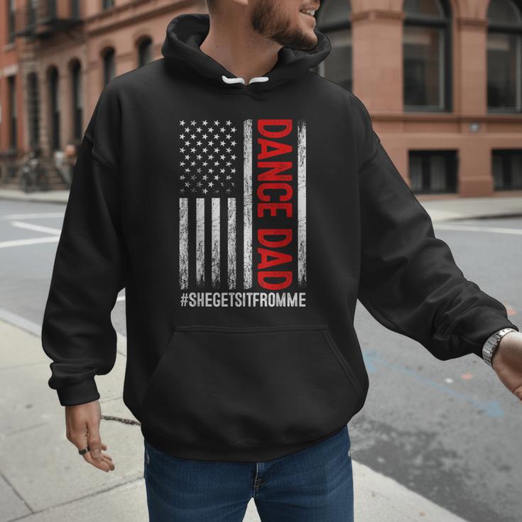 Dad Dance She Get It From Me Proud Dancer Dad USA Flag Men Men Hoodie