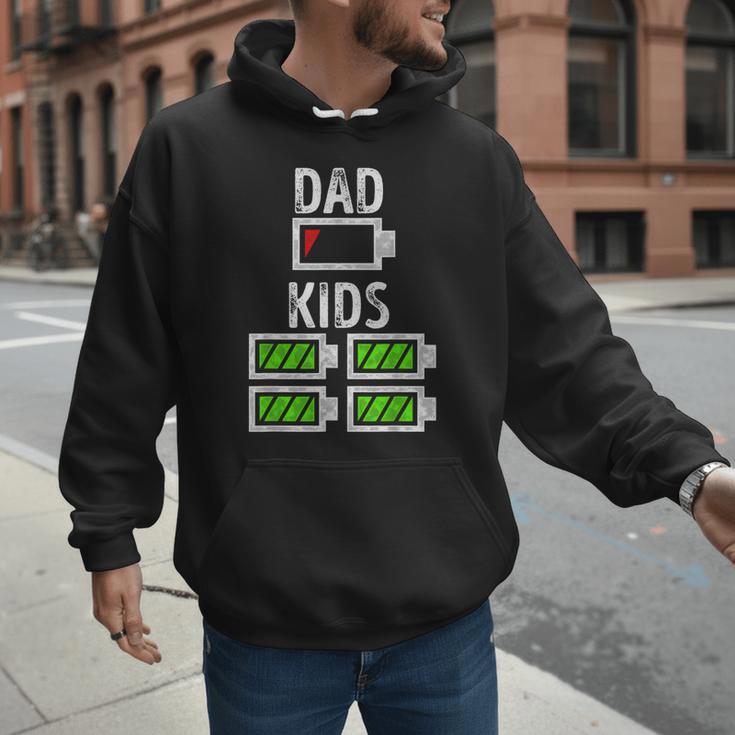 Dad Of Four Low Battery Father Of 4 Kids Dad Men Hoodie