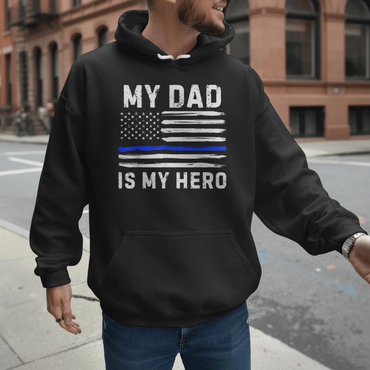 My Dad Is My Hero Police Officer Blue Line American Flag Men Hoodie