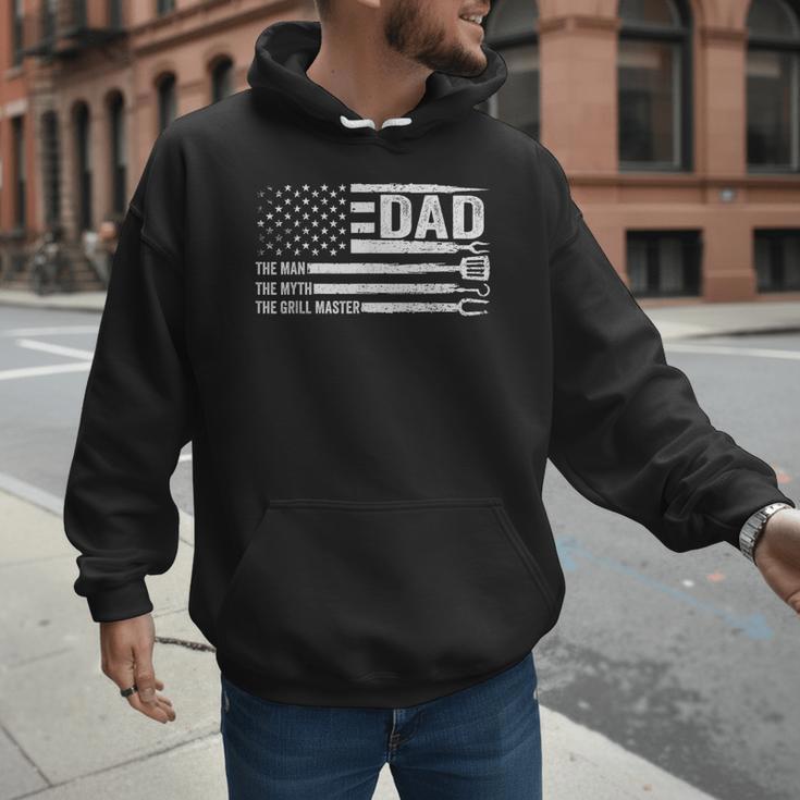 Dad The Man The Myth The Grill Master USA Flag Father's Day Men Hoodie