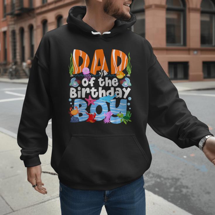 Dad Under Sea Birthday Party Boys Ocean Sea Animals Themed Men Hoodie