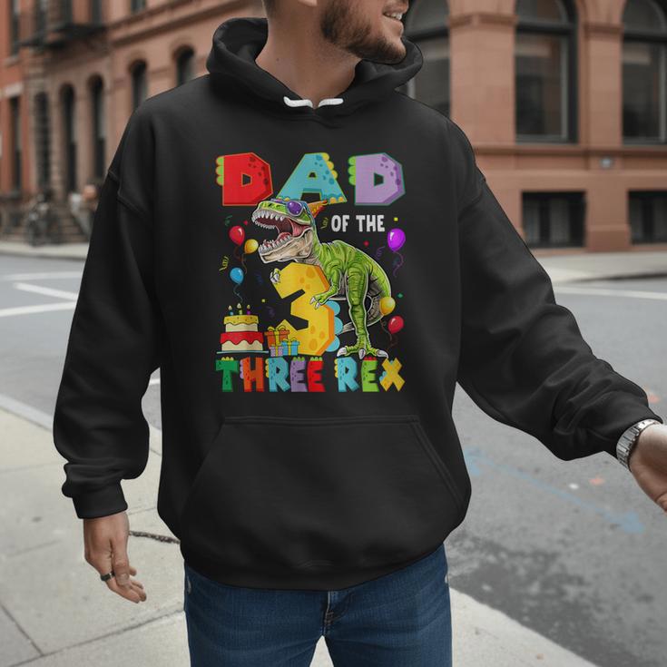 Dad Of The Three Rex 3Rd Birthday Boy Dinosaur T-Rex Men Hoodie