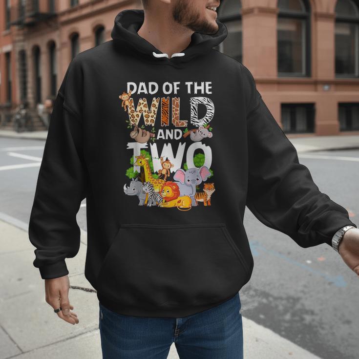 Dad Of The Wild Two Zoo 2nd Birthday Safari Jungle Animal Men Hoodie