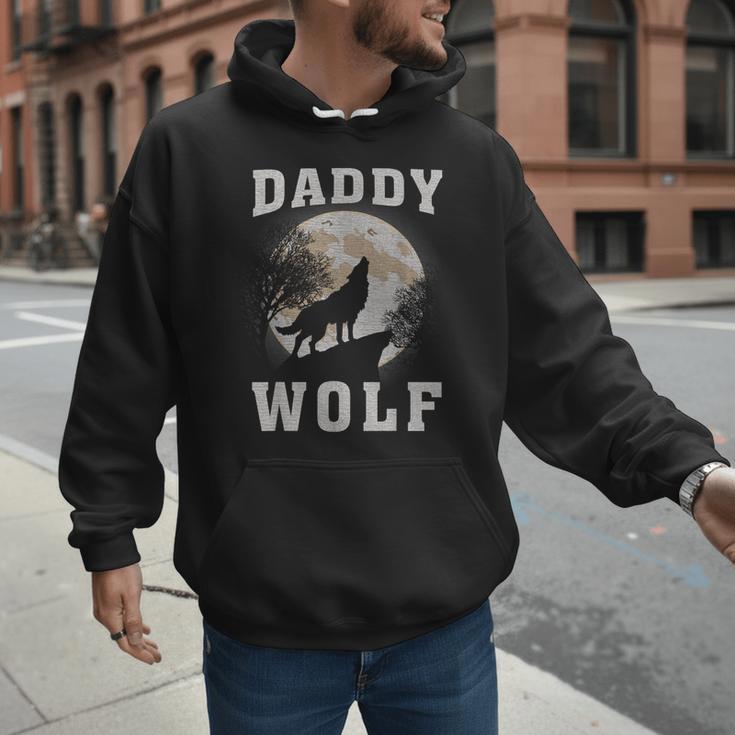 Daddy Wolf Wolves Dad Moon Fathers Day Men Hoodie
