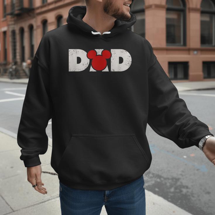 Disney Mickey And Friends Dad Mickey Distressed Text Logo Men Hoodie