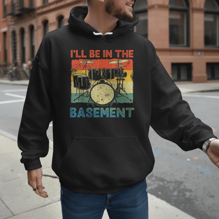 Drumming Basement Drum Set Drummer Rock Dad Grandpa Men Hoodie