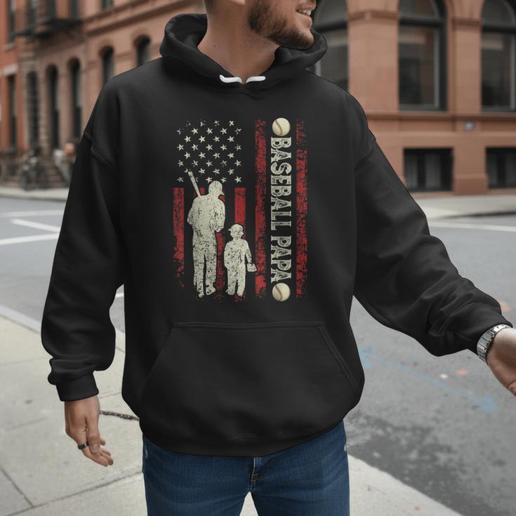Father's Day Baseball Papa USA Flag Dad Men Baseball Men Hoodie Father's Day Baseball Papa USA Flag Dad Men Baseball Men Hoodie