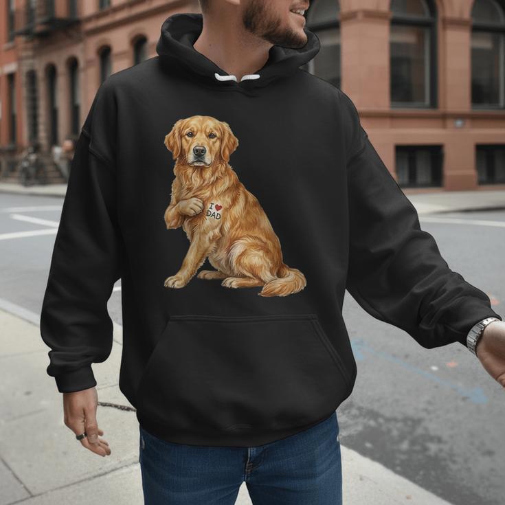 Golden Retriever I Love Dad Dog Dad Father's Day Men Hoodie
