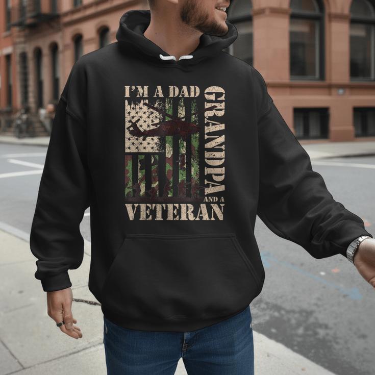 Grandpa Veteran Fathers Day Dad Veteran Camo American Flag Men Hoodie