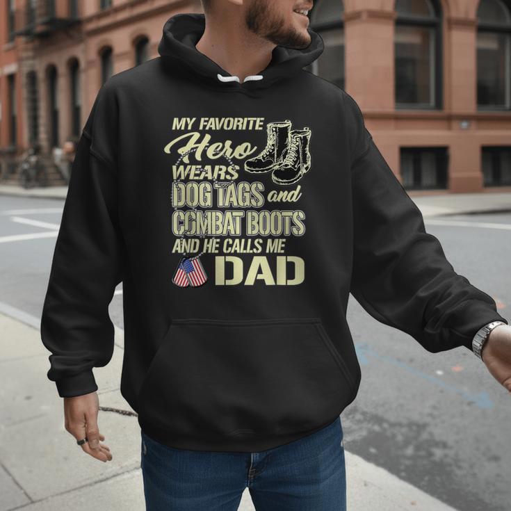 Hero Wears Dog Tags Combat Boots Proud Army Dad Father Men Hoodie