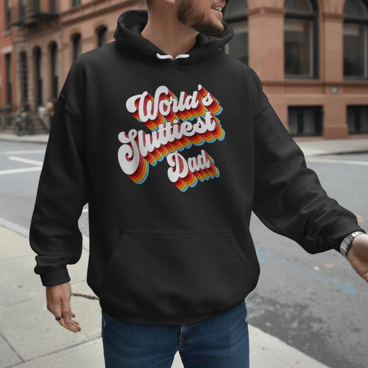 Humor Sarcastic Father's Day Adult Jokes World's Sluttiest Dad Small Men Hoodie Humor Sarcastic Father's Day Adult Jokes World's Sluttiest Dad Small Men Hoodie