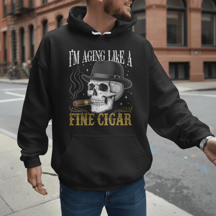 I'm Aging Like a Fine Cigar Skull Dad Retro Adult Men Hoodie