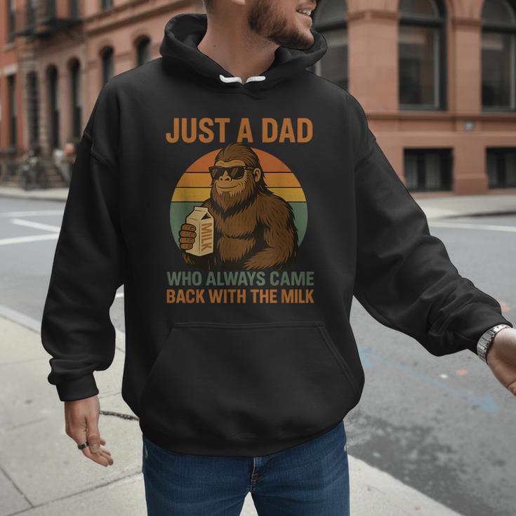Just A Dad Who Always Came Back With The Milk Bigfoot Men Hoodie
