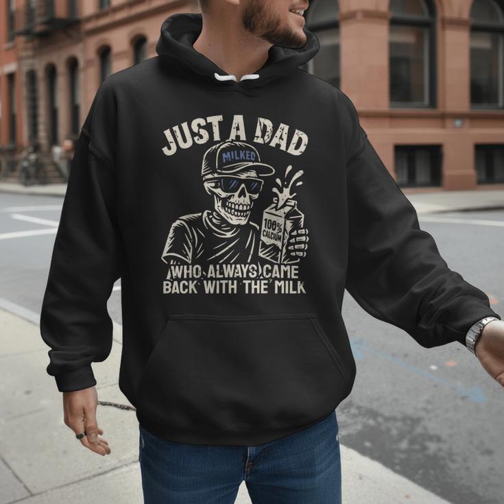Just A Dad Who Always Came Back With The Milk Shirt Skeleton Men Hoodie