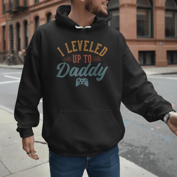 Leveled Up To Daddy Father To Be New Dad Men Hoodie