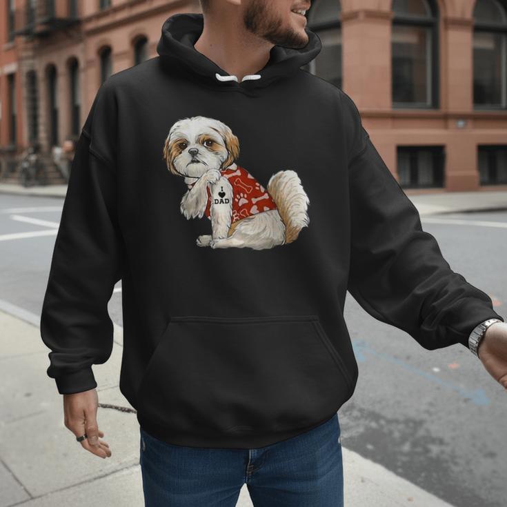 I Love Dad Tattoo Shih Tzu Dad Father's Day Men Hoodie