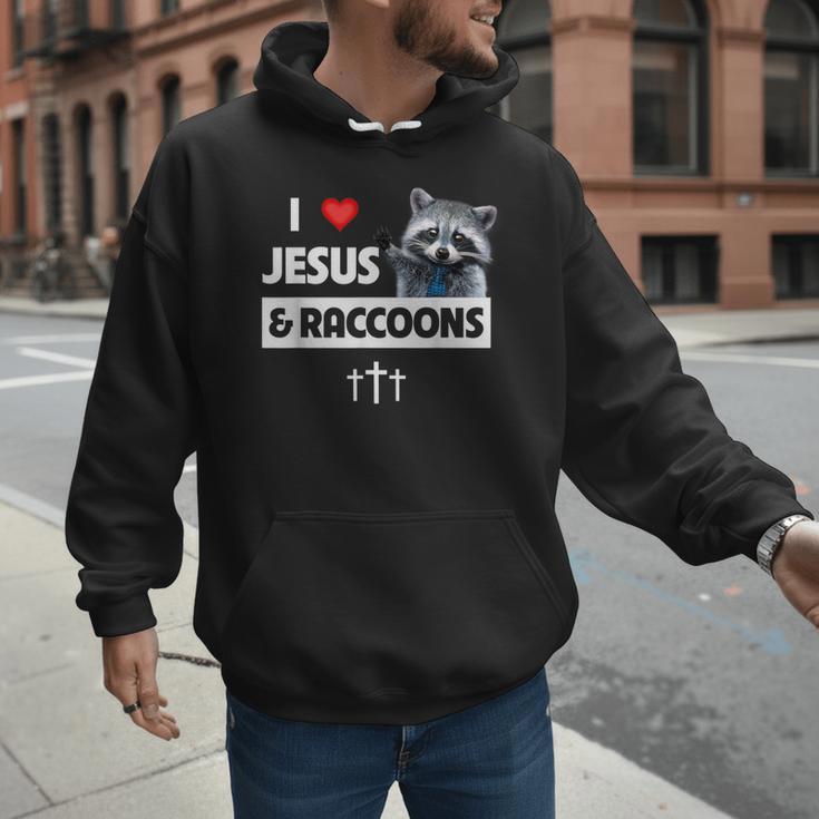 I Love Jesus And Raccoons Mom Dad Christian Love Jesus Bible Men Hoodie