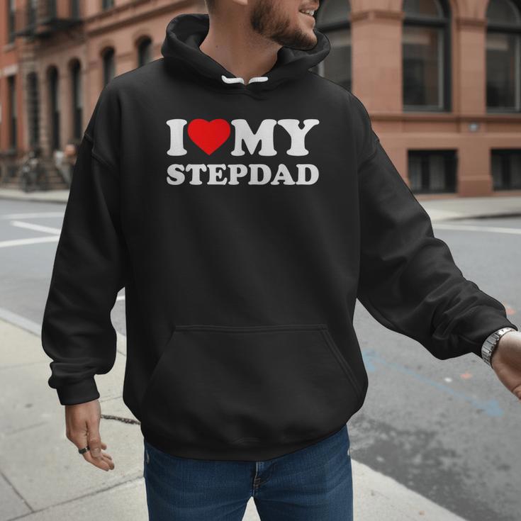 I Love My Step-Dad Heart Family Grandpa StepDad Bonus Dad Men Hoodie
