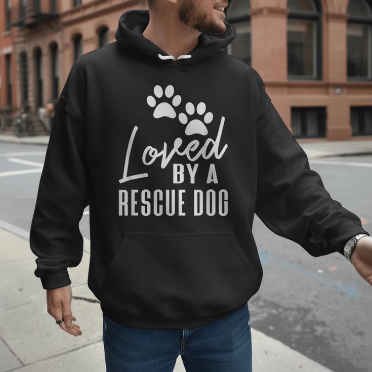 Loved By A Rescue Dog Foster Mom Rescue Dad Men Hoodie