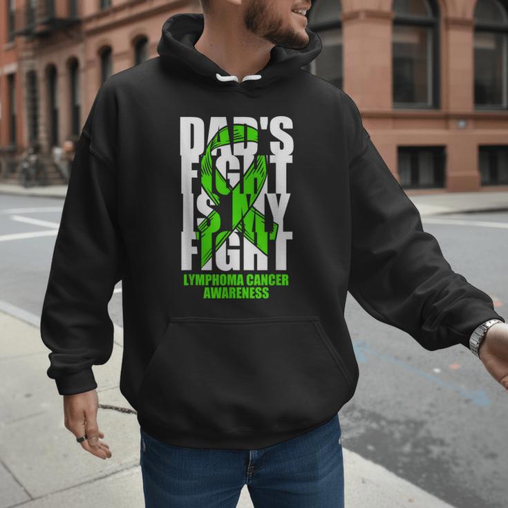 Lymphoma Cancer Awareness Lime Green Ribbon Dad's Fight Men Hoodie