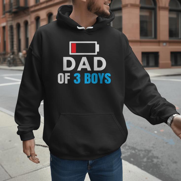 Matching Father's Day Low Battery Dad Of 3 Boys Men Hoodie