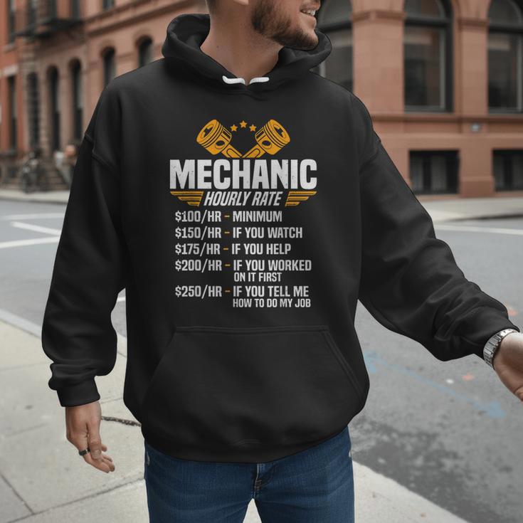 Mechanic Men Dad Hourly Rate Car Auto Garage Mechanic Men Hoodie