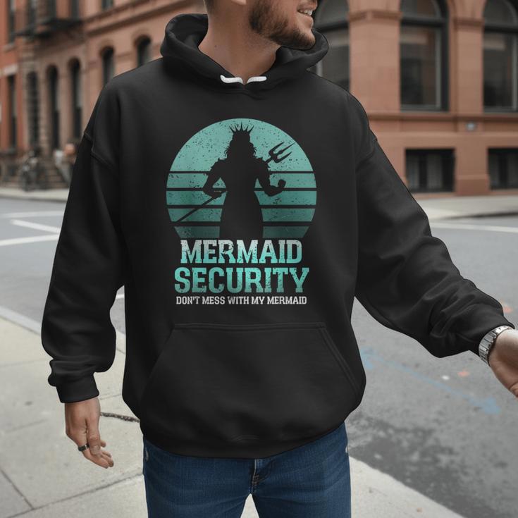 Mermaid Security Vintage Birthday Party Dad Father Day Men Hoodie