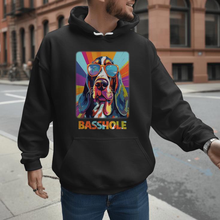 Mom & Dad Of a Basshole Basset Hound With Glasses -Adults Short Sleeve Men Hoodie