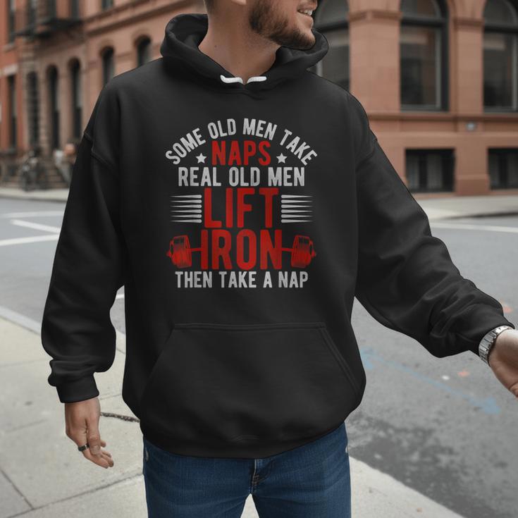 Old Men Gag Workout Gym Fitness Exercise Weightlifting Dad Men Hoodie