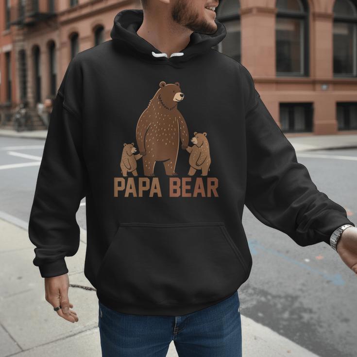 Papa Bear Dad Two Cubs Daddy Bear 2 Kids Father's Day Men Hoodie
