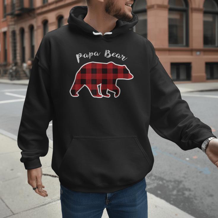 PAPA Bear Men Red Plaid Christmas Pajama Family Dad Small Men Hoodie