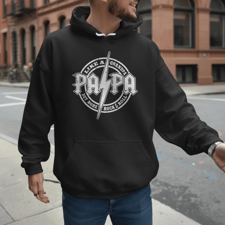Papa Like A Grandpa Fathers Day Rocker Dad Rock Music Men Men Hoodie