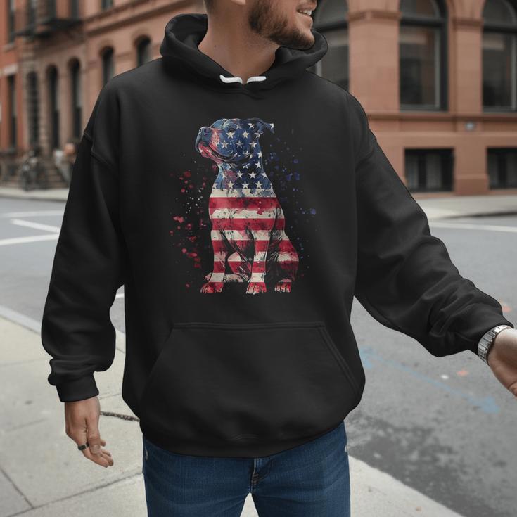 Patriotic Pitbull American Flag 4th Of July Dog Pitbull Dad Men Hoodie