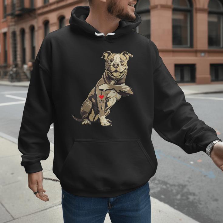 Pitbull I Love Dad Pit Bull Terrier Pettie Dog Owner Father Men Hoodie