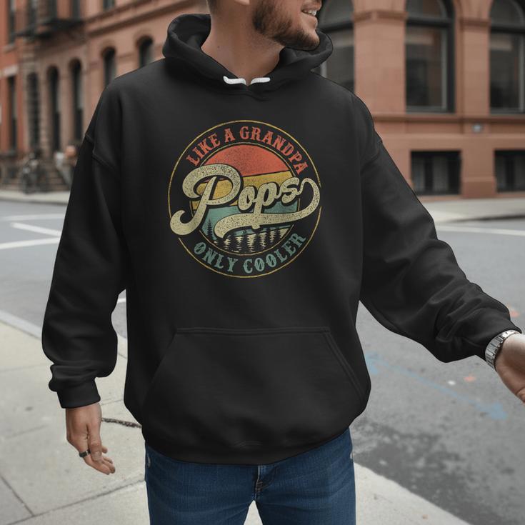 Pops Like a Grandpa Only Cooler Vintage Retro Pops Dad Men Hoodie