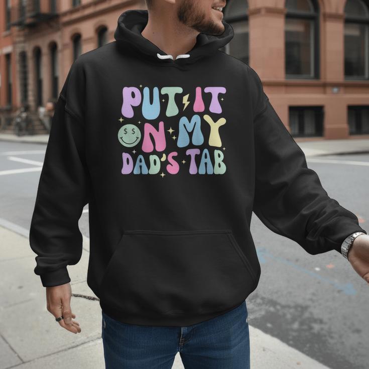 Put It On My Dads Tab Fathers Day Groovy Kids Son Daughter Men Hoodie