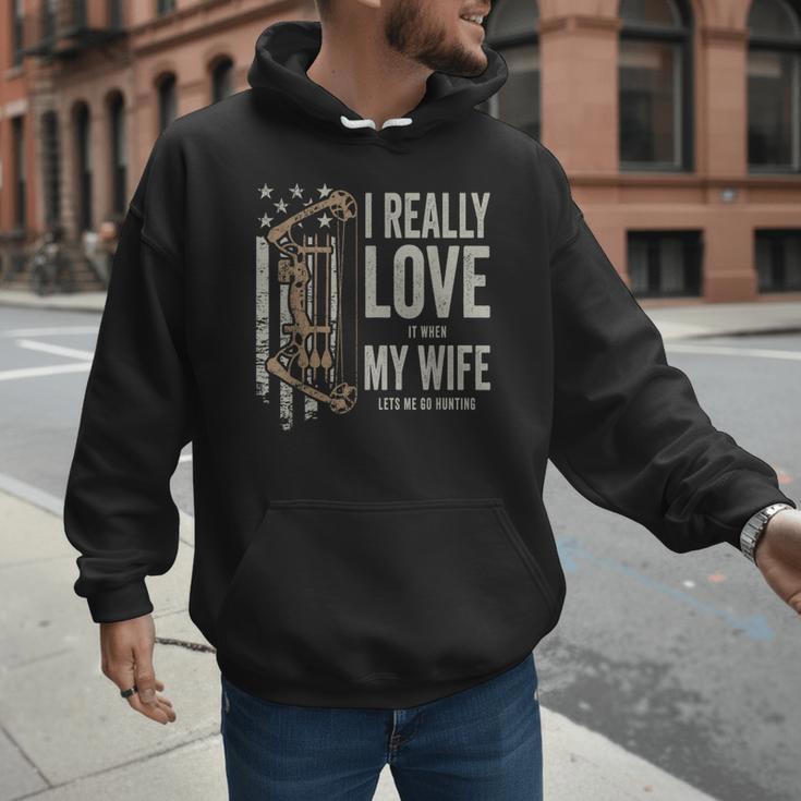 I Really Love It When My Wife Lets Me Go Hunting Dad Men Hoodie