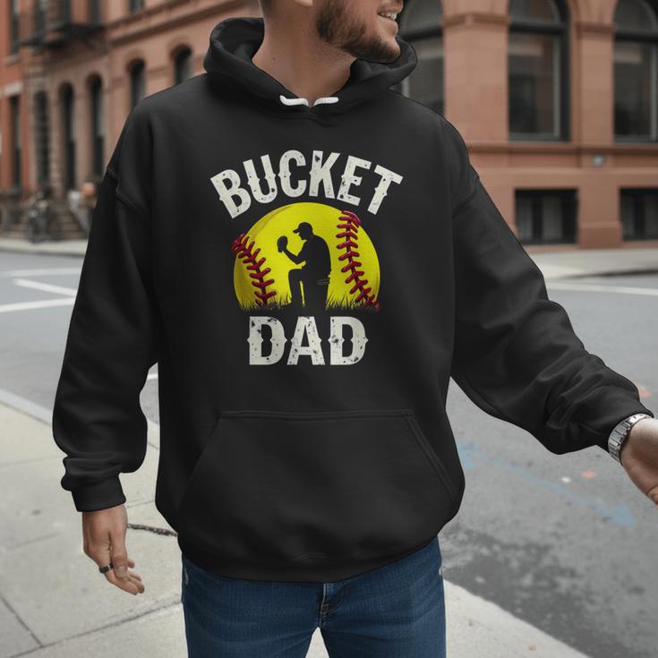 Retro Daddy Bucket Dad Softball Girl Men Hoodie