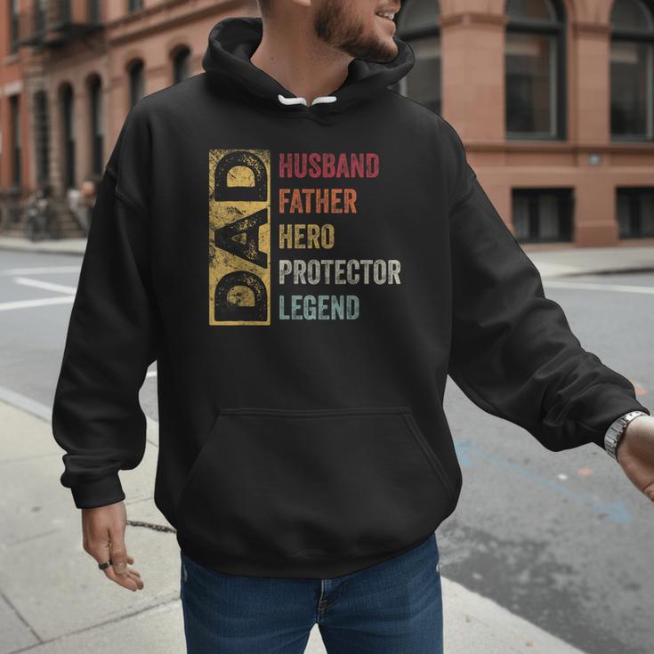 Retro Husband Father Hero Protector Legend Father Day Dad Men Hoodie