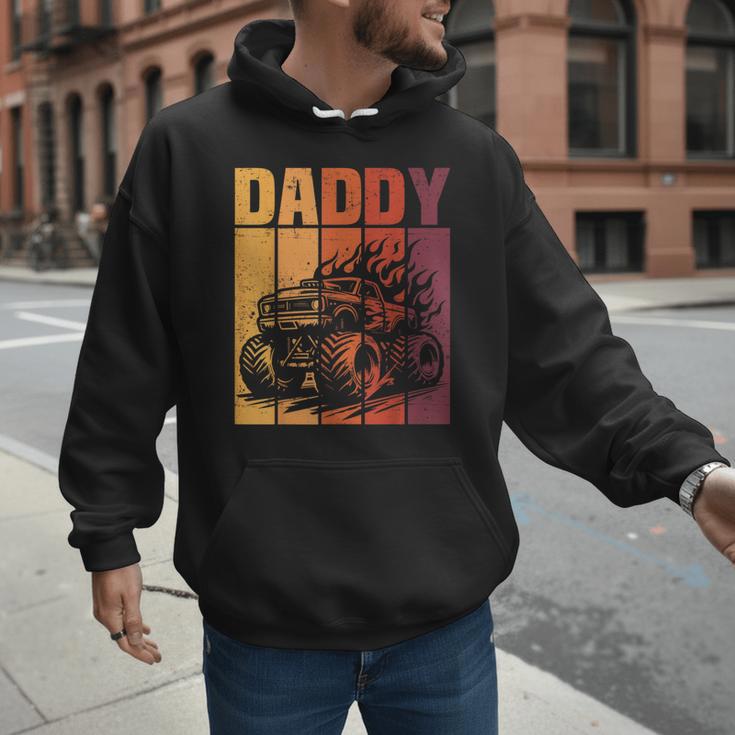 Retro Monster Truck Daddy Matching Family Birthday Party Men Hoodie