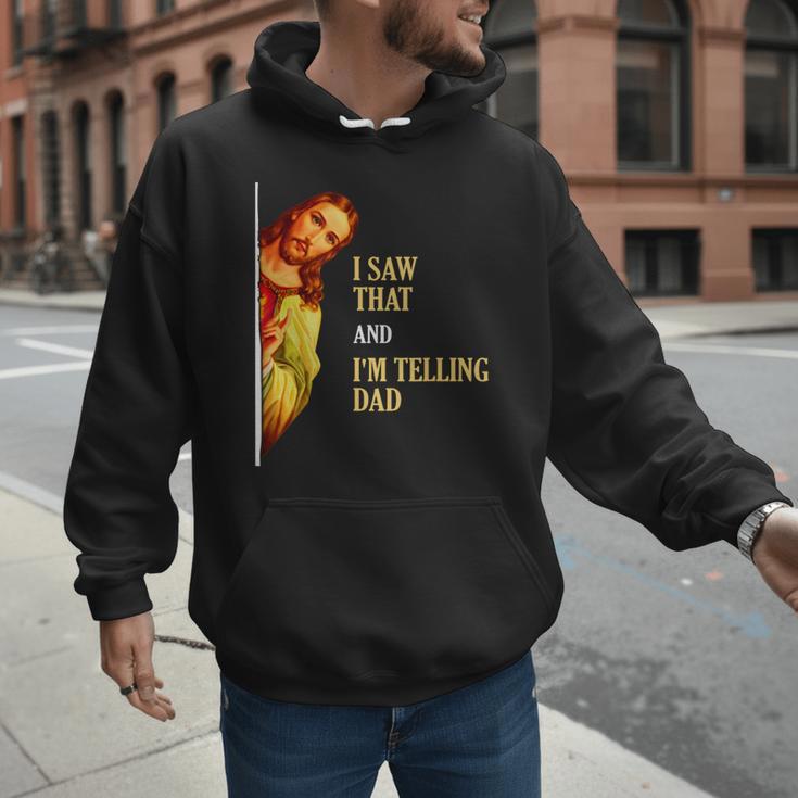 I Saw That I'm Telling Dad Religious Christian Jesus Men Hoodie
