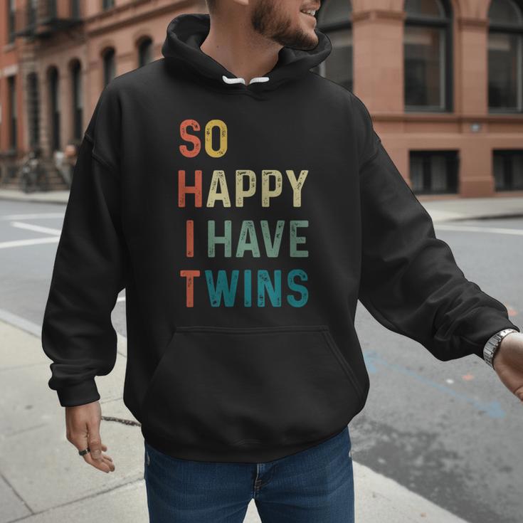 So Happy I Have Twins Mom Dad Parent Saying Slogan Men Hoodie