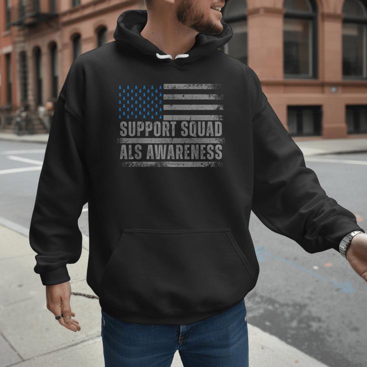 Support ALS Awareness Month USA American Flag Men Dad Men Hoodie