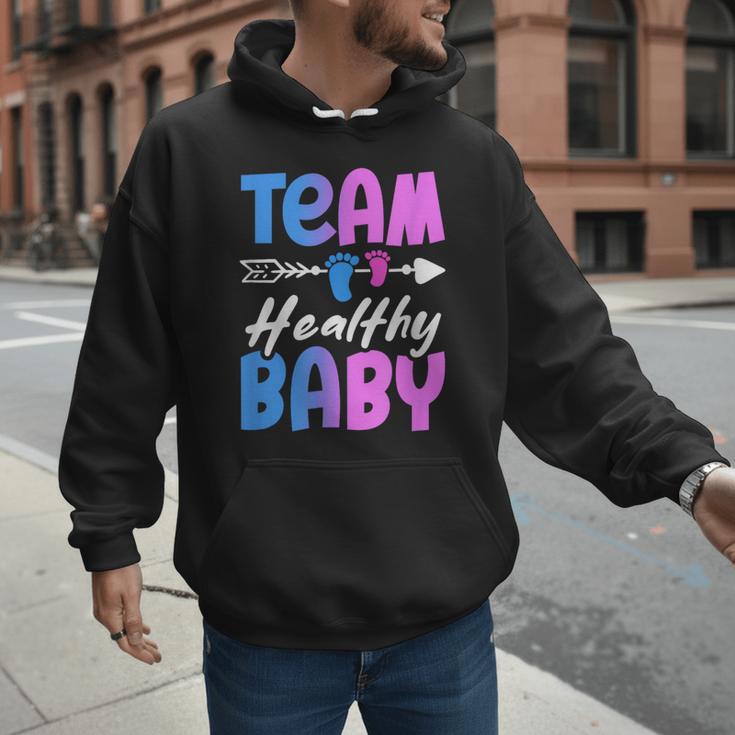 Team Healthy Baby Gender Reveal Pregnancy Mom Dad Men Hoodie